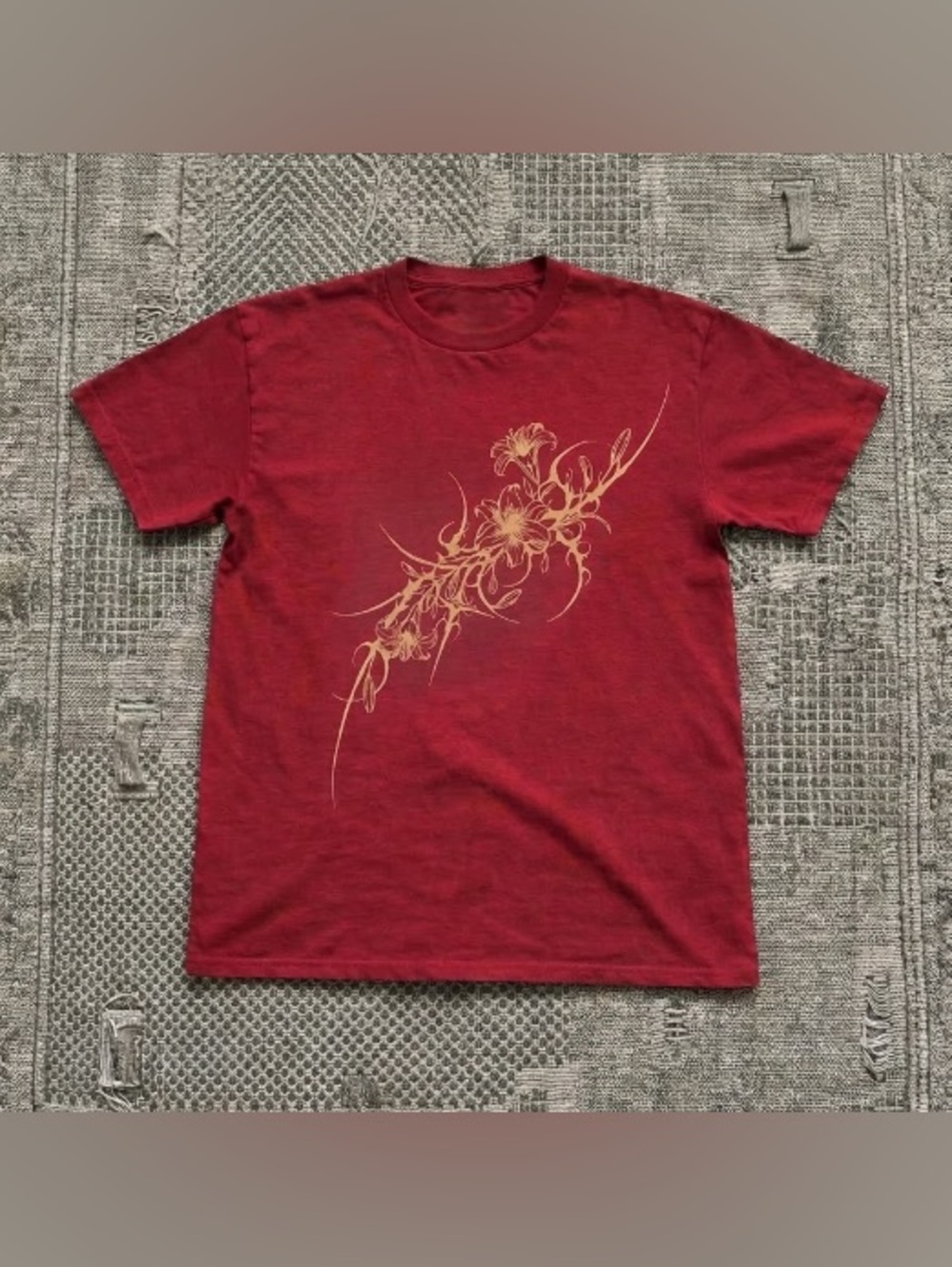 Men's Floral Graphic Crewneck T-Shirt - Red